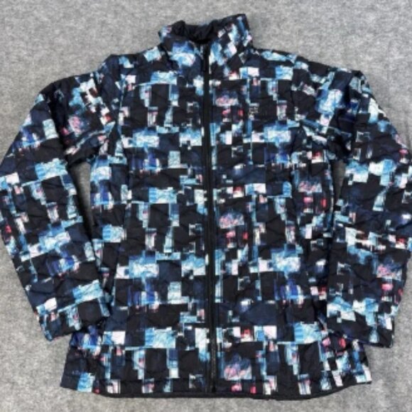 The North Face Thermoball Jacket Womens Small Blue Puffer Quilted Geometric - Picture 1 of 6